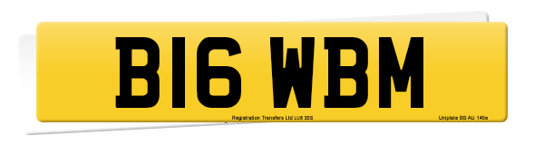Registration number B16 WBM